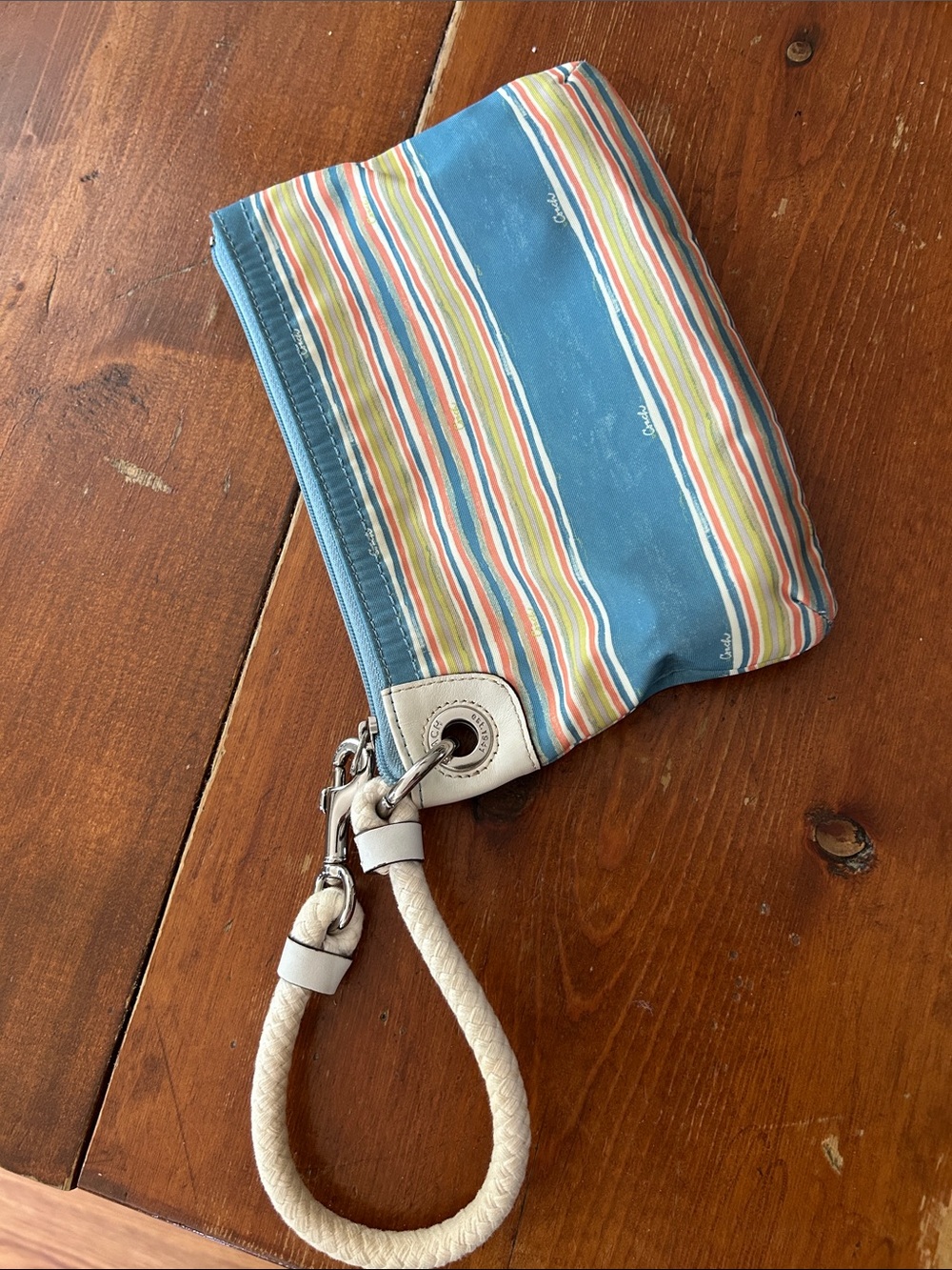 Coach Striped Wristlet in Blue and Multi-Color - Picture 5 of 5